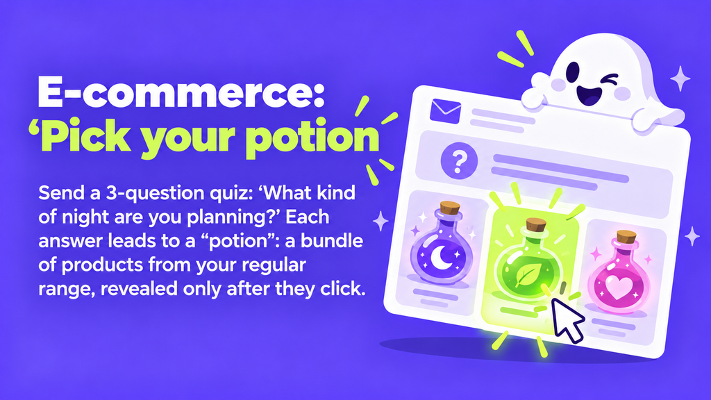 E-commerce Halloween email idea: pick your potion quiz