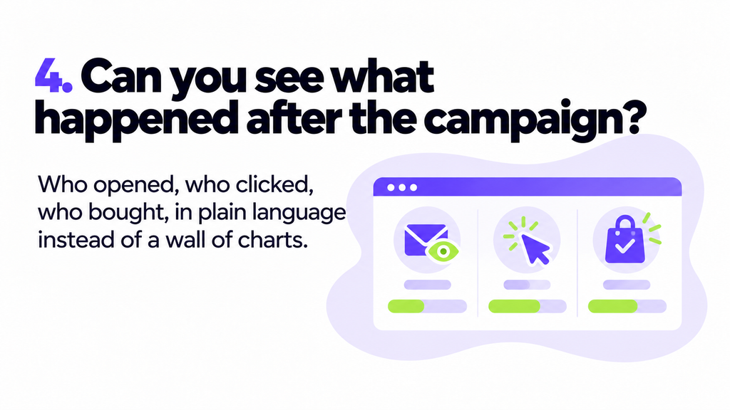 Question 4: Can you see what happened after the campaign &ndash; who opened, who clicked and who bought
