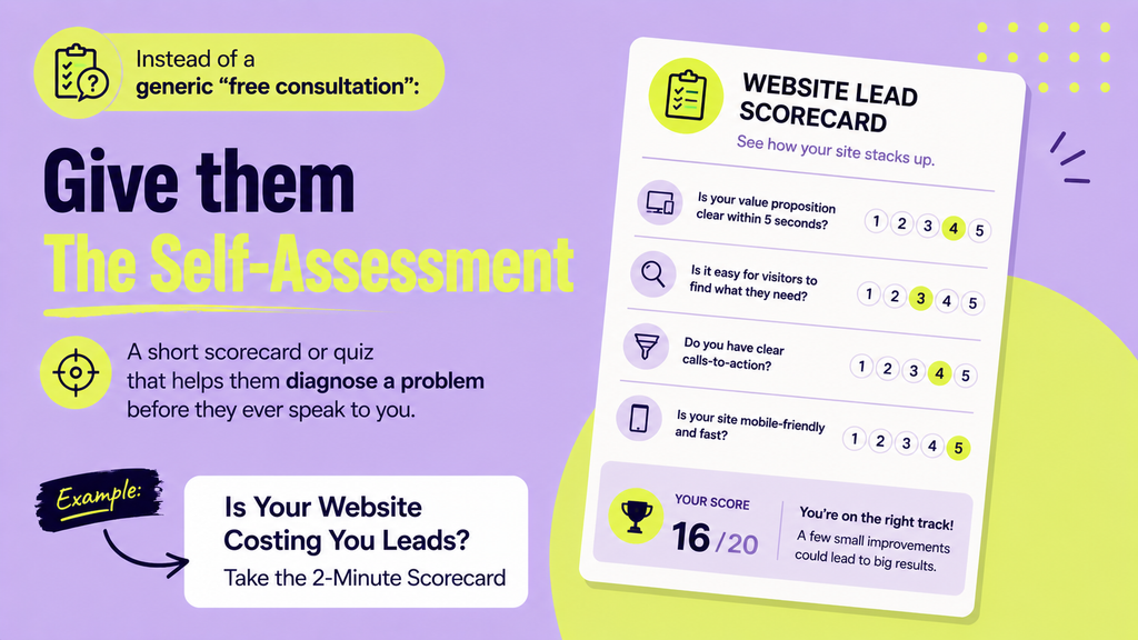 Lead magnet idea: give them a website lead self-assessment instead of a free consultation