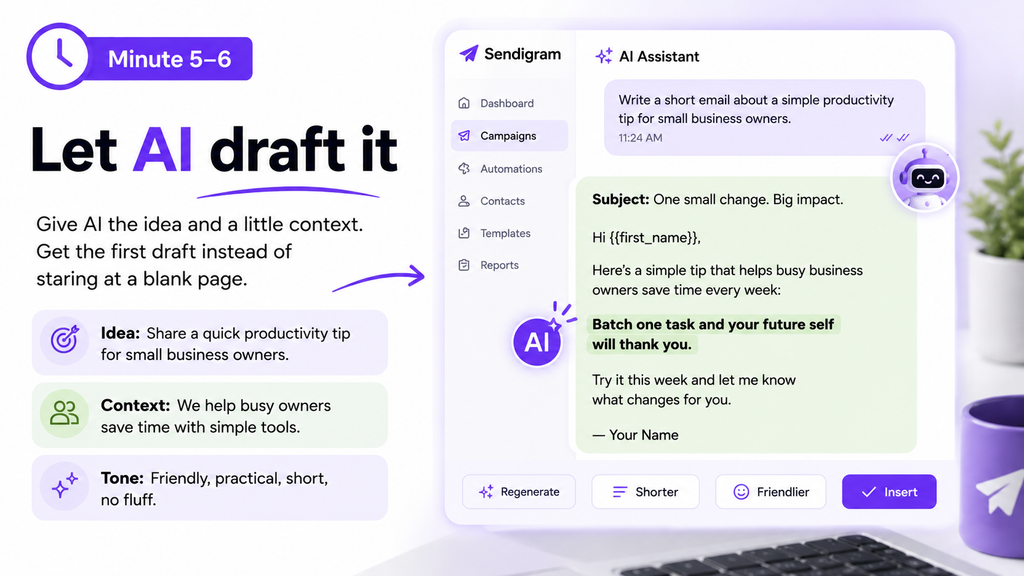 How can AI help you write a marketing email?