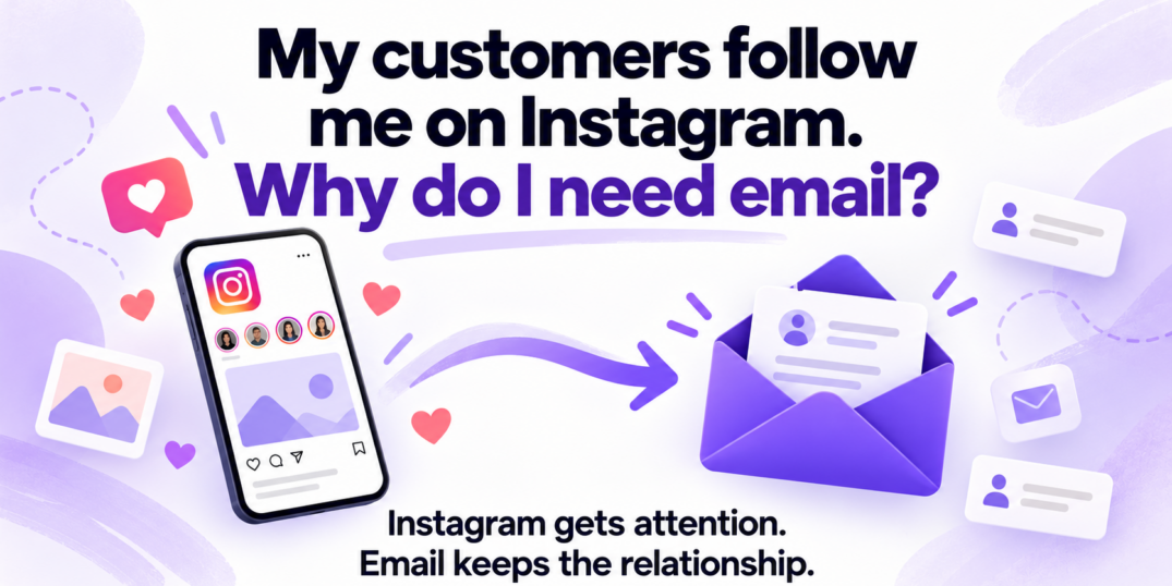 My customers follow me on Instagram. Why do I need email? Instagram gets attention, email keeps the relationship