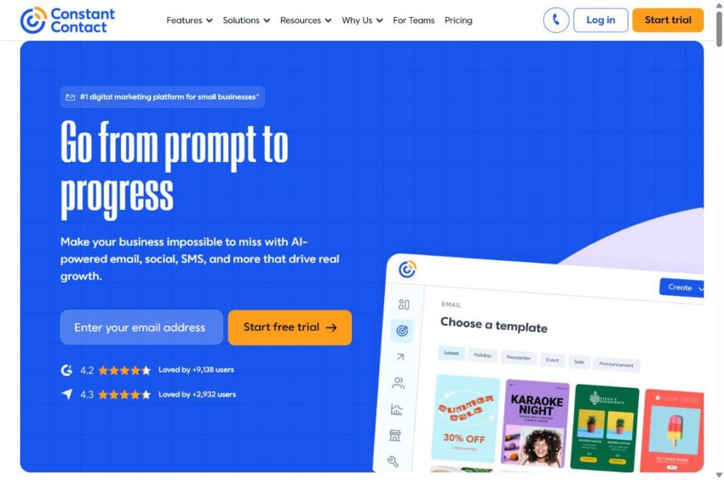 Constant Contact homepage (2026)