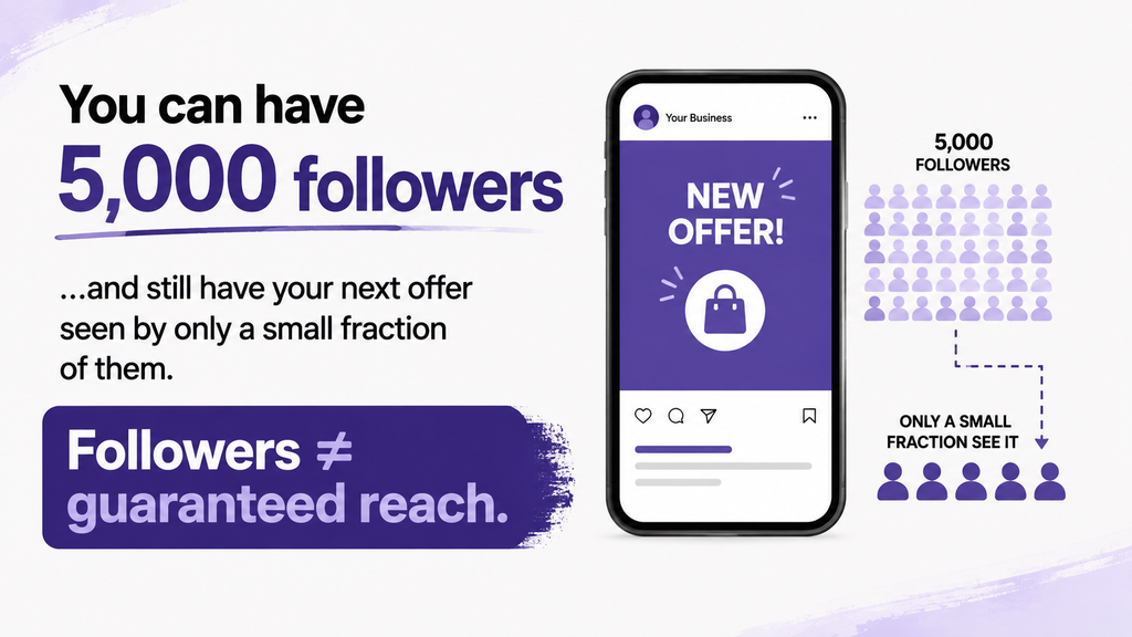 You can have 5,000 followers and your next offer is seen by only a small fraction of them &ndash; followers don&rsquo;t guarantee reach