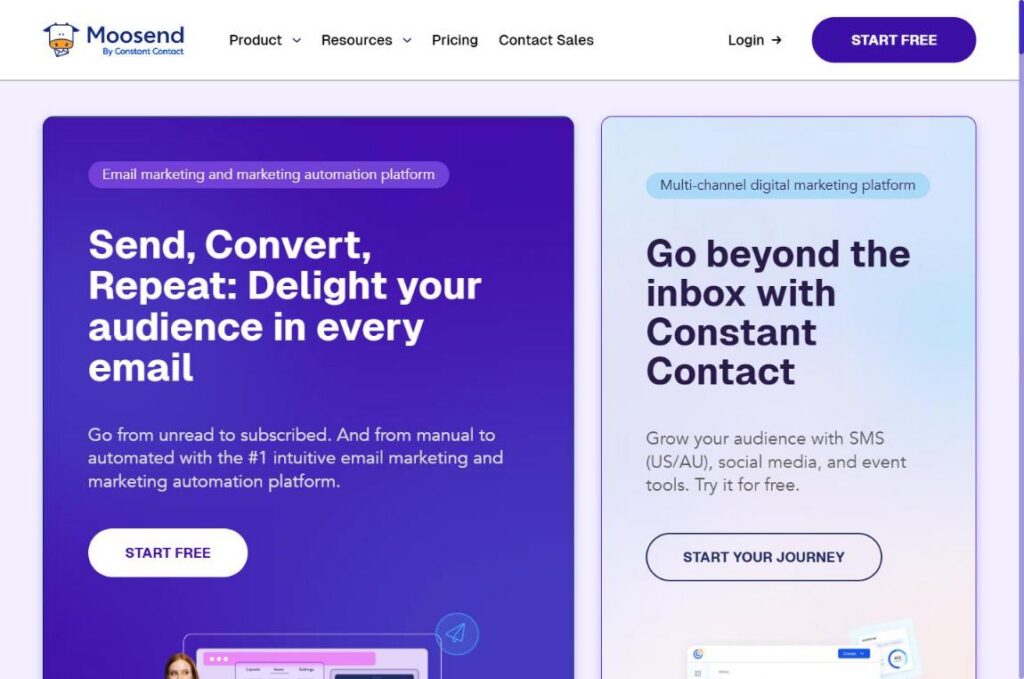 Moosend homepage (2026)