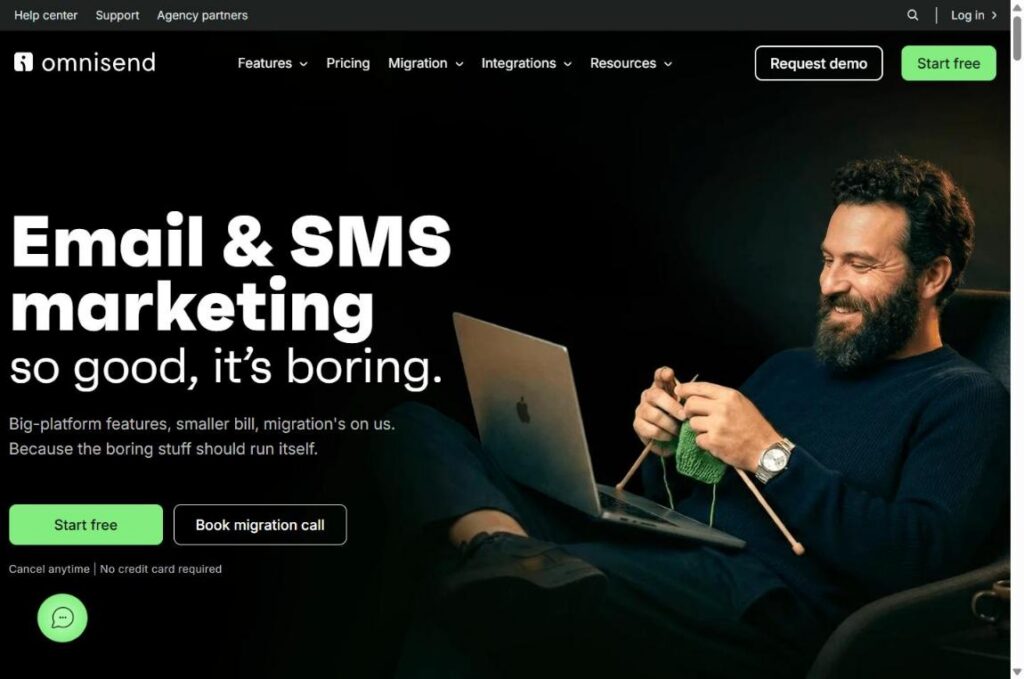 Omnisend homepage (2026)