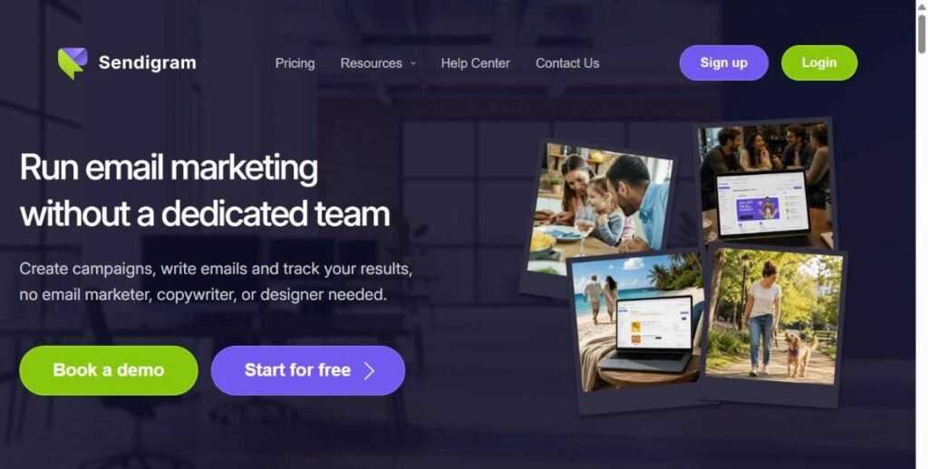 Sendigram homepage (2026)