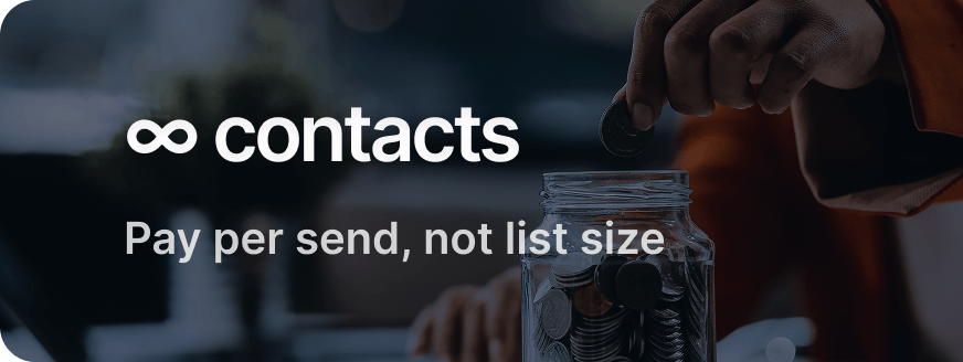 Unlimited contacts — Pay per send, not list size